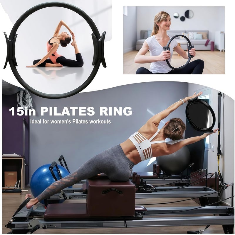 Nuplot Pilates Equipment 15" Pilates Ring Plus, Pilates Kit for Home Workouts, Pilates Essentials Kit for Women with Pilates Ring and Ball Set, Booty Bands, Figure 8 Resistance Band, Yoga Band - Image 2